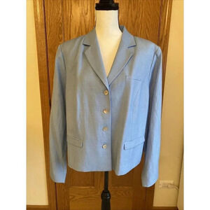 Womens Bloomingdale Linen Blazer Size 18 Career Blue Plus Size
